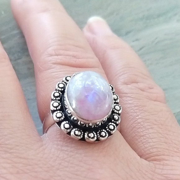 *Sold* Pink Moonstone Stamped 925 Ring Size 7 - Picture 2 of 4